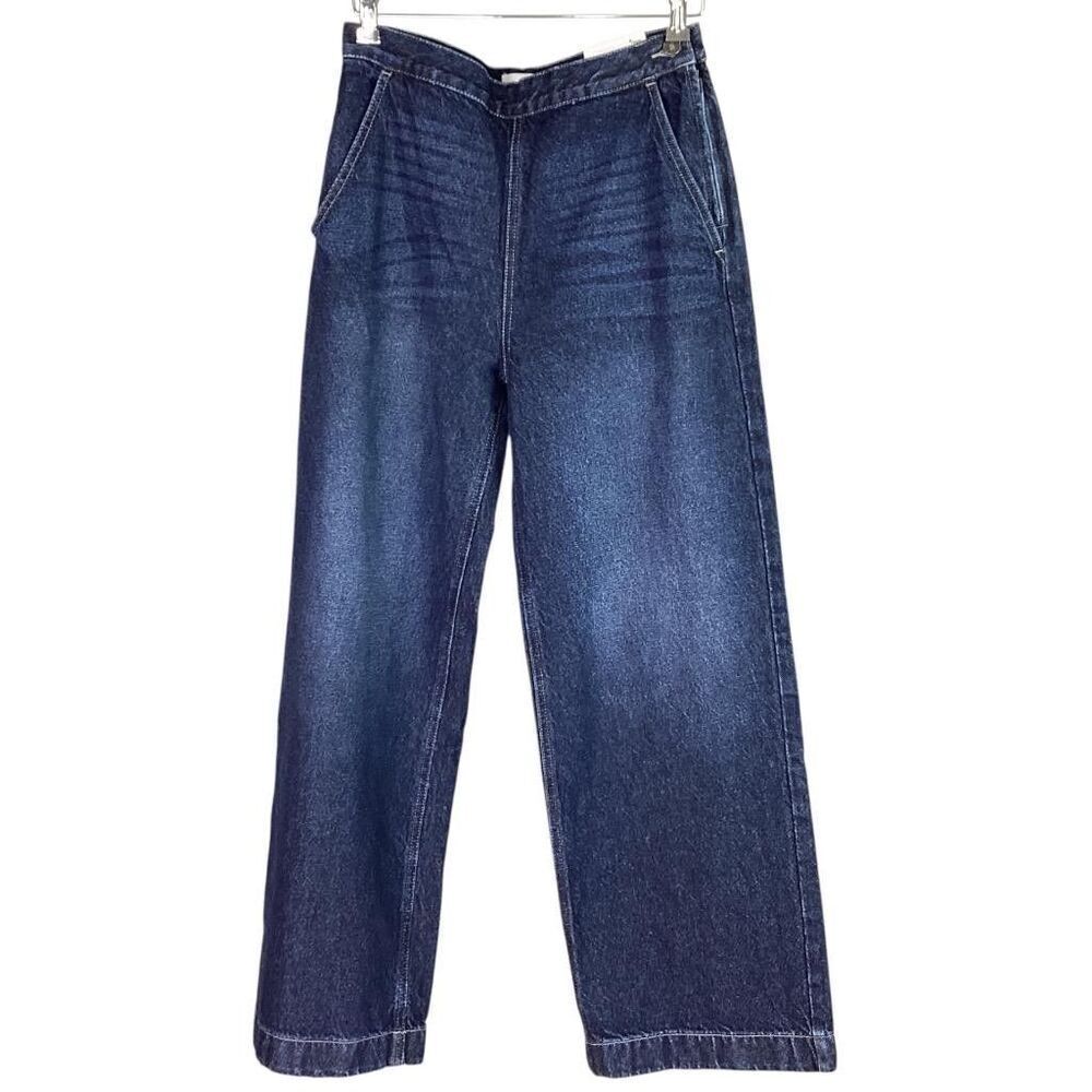 KanCan Jeans Women 9 28 Blue Cotton Ultra High Rise Super Flare Side Zip NEW - Picture 2 of 12